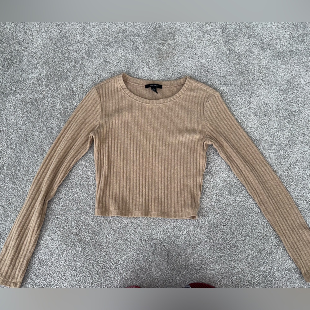 Tan long sleeve sweater/crop top